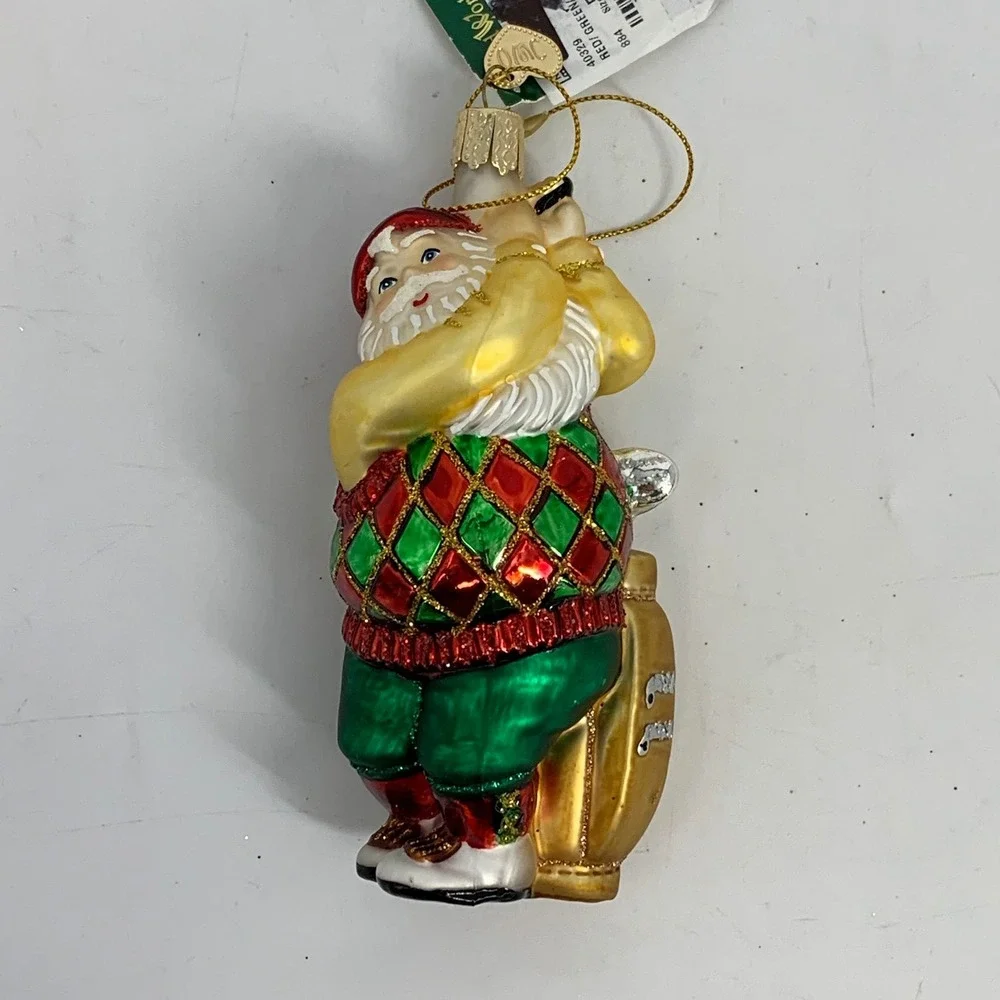 Old World Christmas Golfing Santa Glass Ornament‎ Golfer Christmas Tree